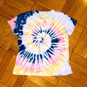 Nation LTD pink and blue tie dyed tee
